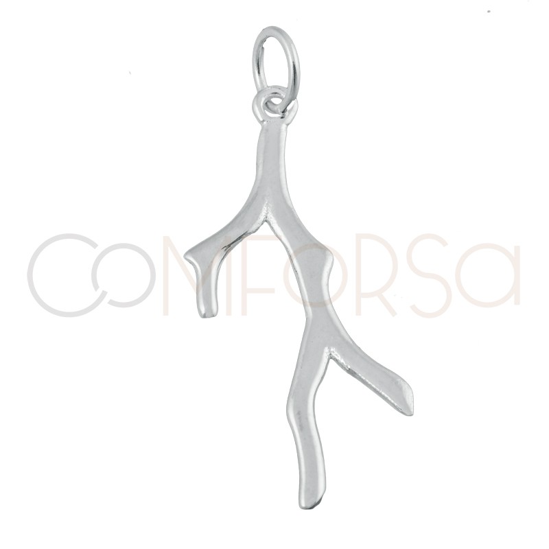 Colgante rama de coral 10 x 30 mm plata