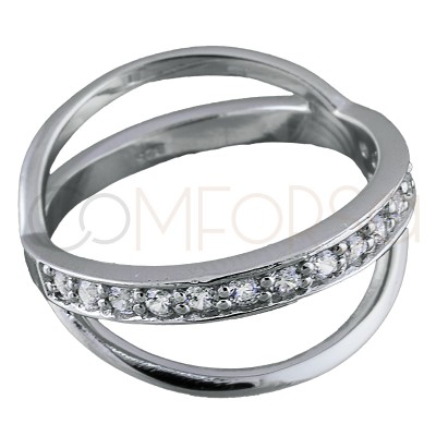 Sterling silver 925 zirconia and bar ring