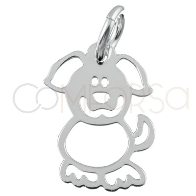 Sterling silver 925 dog cut-out pendant 9.8x14mm