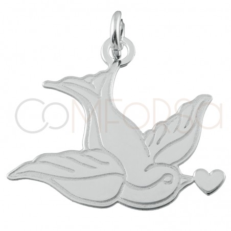 Sterling silver 925 dove pendant 20.5x18mm