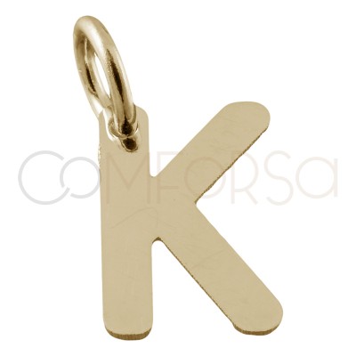 Sterling silver 925 gold-plated letter K pendant 6.5x8mm