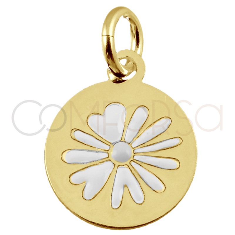 Colgante flor "Daisy White" 10mm plata chapada en oro