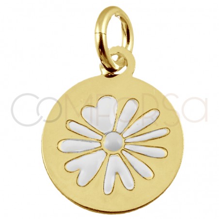 Colgante flor "Daisy White" 10mm plata chapada en oro