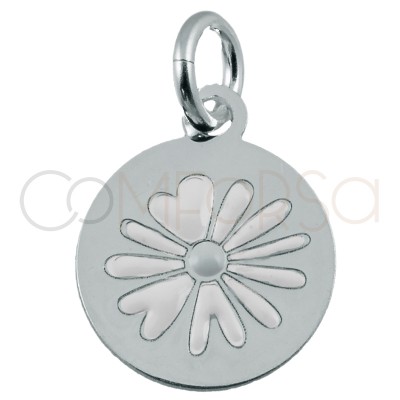 Colgante flor "Daisy White" 10mm plata chapada en oro