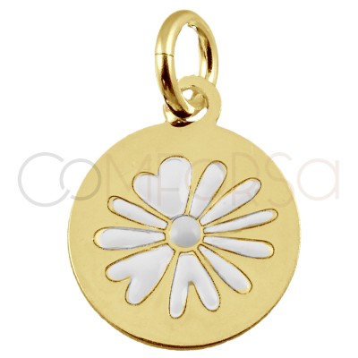 Sterling silver 925 flower pendant "Daisy White" 10mm
