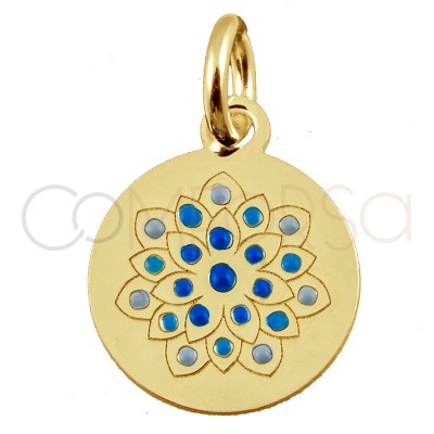 Sterling silver 925 gold-plated flower pendant "Sunflower Blue" 10mm