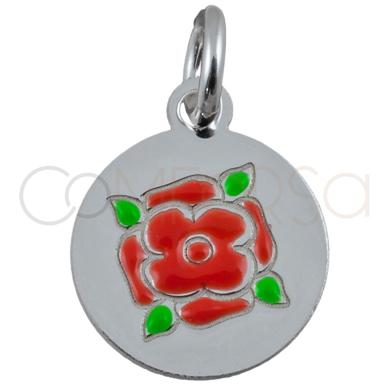 Colgante flor "Rose Red" 10mm plata de ley