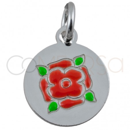 Colgante flor "Rose Red" 10mm plata de ley