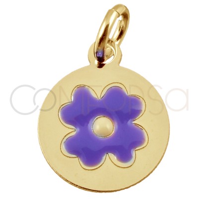 Sterling silver 925 gold-plated flower pendant "Violet Purple" 10mm