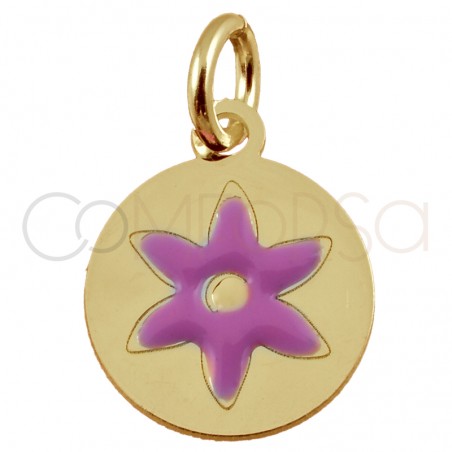 Colgante flor "Daphne Pink" 10mm plata chapada en oro