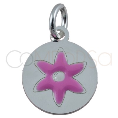 Sterling silver 925 flower pendant "Daphne Pink" 10mm
