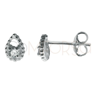 Sterling silver 925 drop earring with zirconia 6x4mm