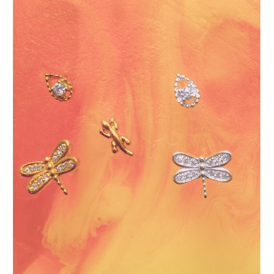 Arete libélula con zirconias plata 925 con baño de oro