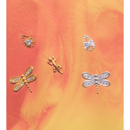 Sterling silver 925 gold-plated dragonfly earring with zirconias 9x7mm