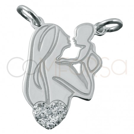 Sterling silver 925 mother and baby pendant 12.5x19mm