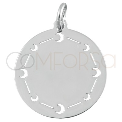 Sterling silver 925 plain pendant with moons 20mm
