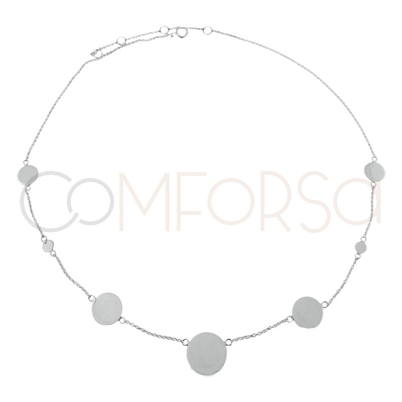Gargantilla chapas iniciales 38cm + 6cm plata 925