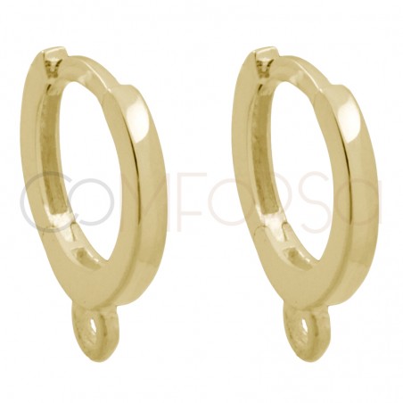 Sterling silver 925 gold-plated Hoop earrings 12 mm with open jump ring