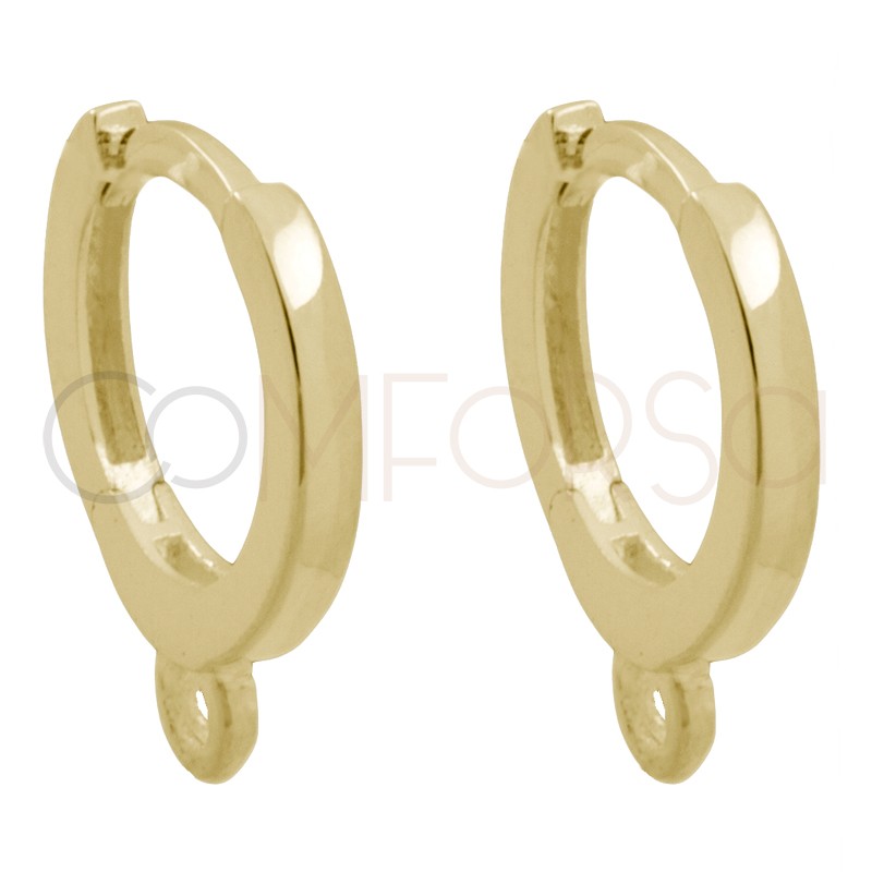 Sterling Silver 925 Gold Plated hoop earrings with ring 14 mm
