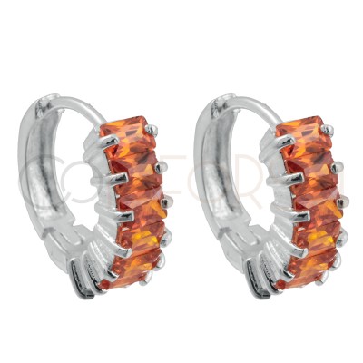 Arracadas zirconia Orange plata 925 baño de oro