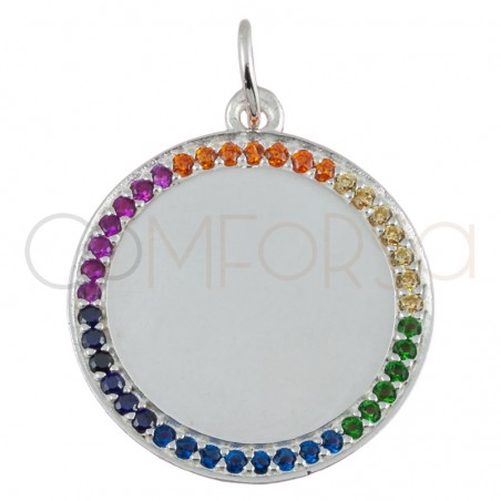 Sterling silver 925 gold-plated colorful zirconias pendant 20mm