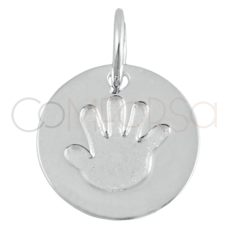 Sterling silver 925 pendant with hand in low relief 12mm