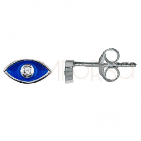 Sterling silver 925 mini eye earring with zirconia 7.9x7mm