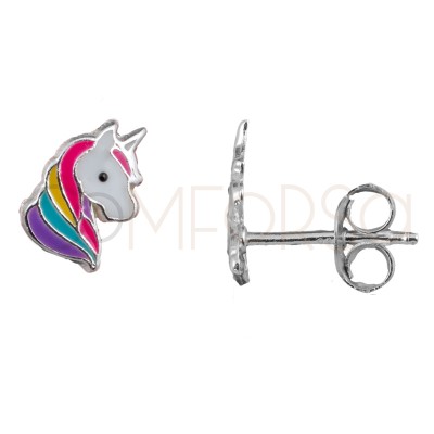 Sterling silver 925 mini unicorn earrings 6x8mm