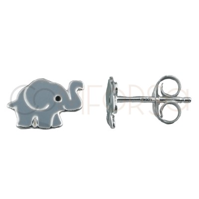 Pendiente mini elefante 9 x 6 mm plata 925
