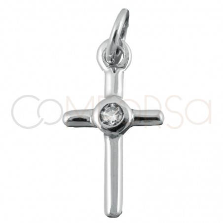 Sterling silver 925 gold-plated cross pendant zirconia 8x15mm