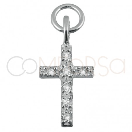 Sterling silver 925 gold-plated cross pendant crystal zirconia 8x12mm