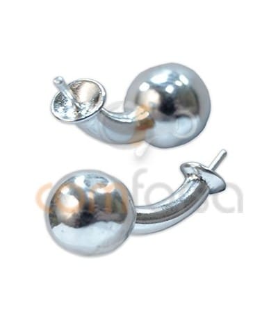 Sterling silver 925 Cufflink with peg and ball 22 mm