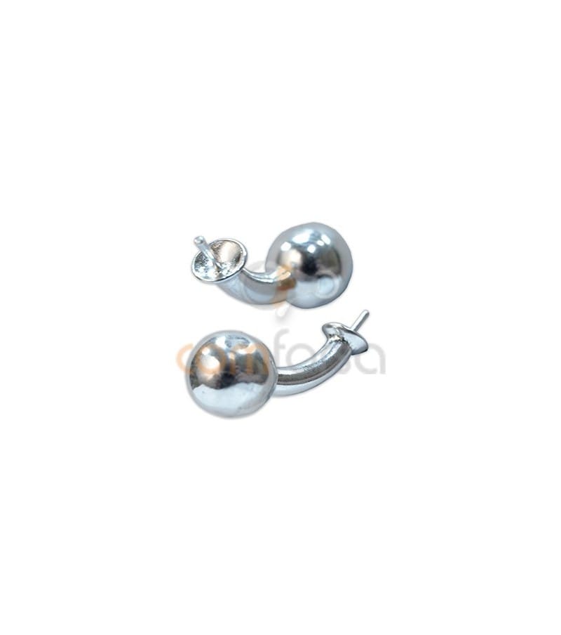 Sterling silver 925 Cufflink with peg and ball 22 mm