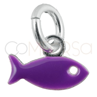 Sterling silver 925 mini purple fish pendant 8x5mm