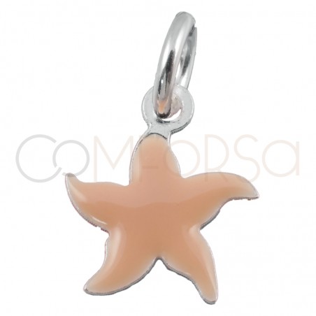 mini Dije estrella de mar esmalte rosa nude plata baño de oro