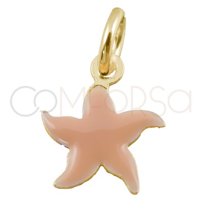 Sterling silver 925 gold-plated mini pink starfish pendant 8x8mm