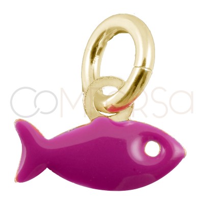 Sterling silver 925 gold-plated fuchsia fish pendant 8x5mm