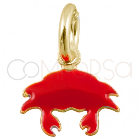 Sterling silver 925 mini red crab pendant 8x7mm