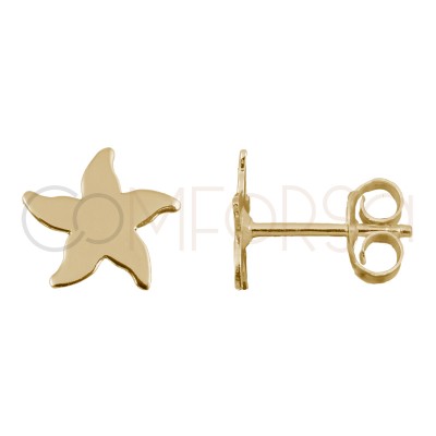 Sterling silver 925 gold-plated starfish earrings 8x8mm