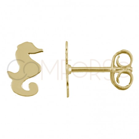 Sterling silver 925 gold-plated mini seahorse earrings 5x8mm