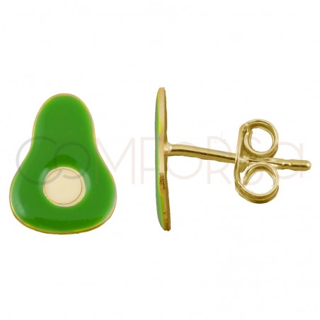 Sterling silver 925 mini green avocado earrings 8x12mm