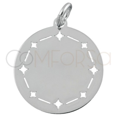 Sterling silver 925 plain pendant with north stars 20mm