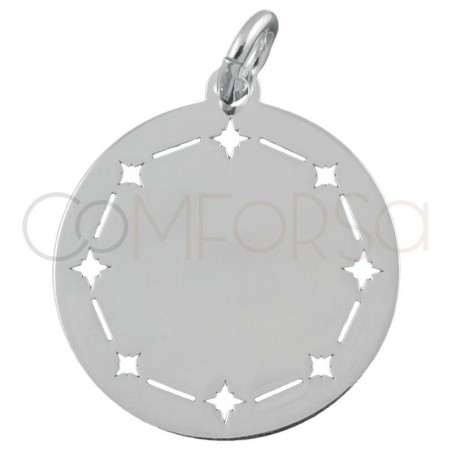 Colgante chapa lisa detalle estrella polar 15 mm plata 925