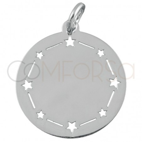 Colgante chapa lisa detalle estrella 15 mm plata 925