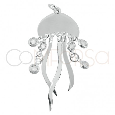 Sterling silver 925 jellyfish pendant with zirconias 15 x 10mm