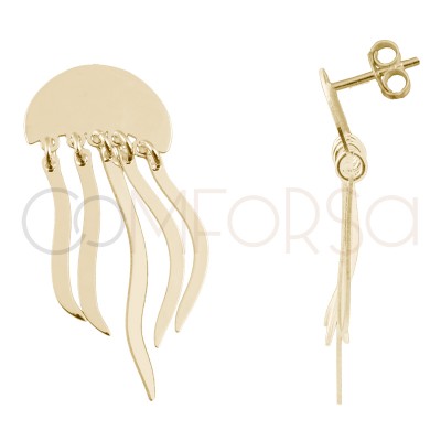 Arete medusa plata 925 baño de oro