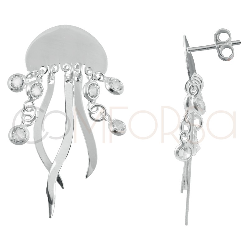 Arete medusa con zirconia plata 925