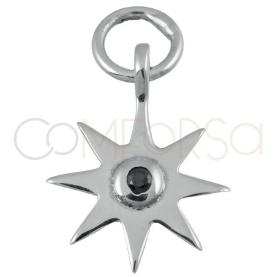 Dije estrella zirconia Jet plata 925 baño de oro