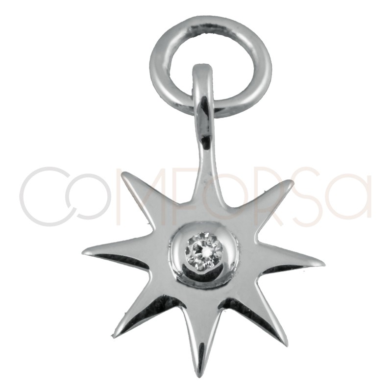 Colgante estrella circonita Cristal 10 mm plata 925