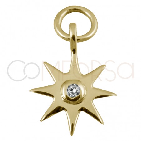 Colgante estrella circonita Cristal 10 mm plata chapada en oro